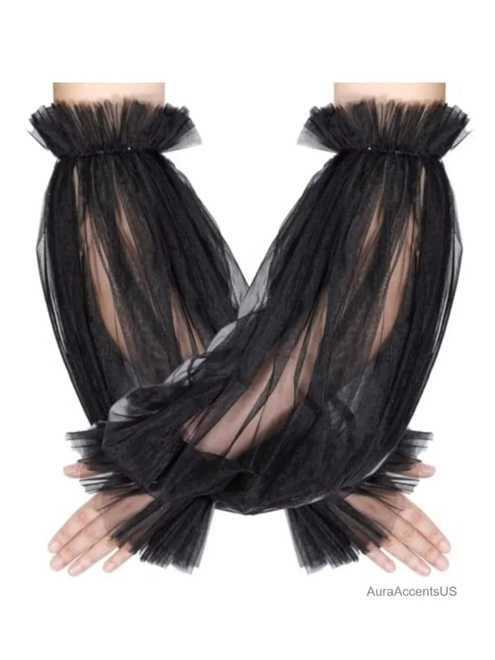 Long Detachable Puffy Sheer Fingerless Tulle Gloves for Wedding Party